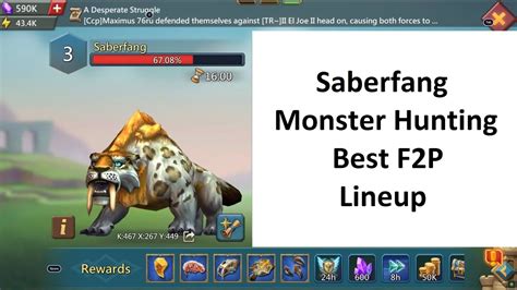 Lords Mobile: Saberfang Monster Hunting Best F2P Heroes Lineup.